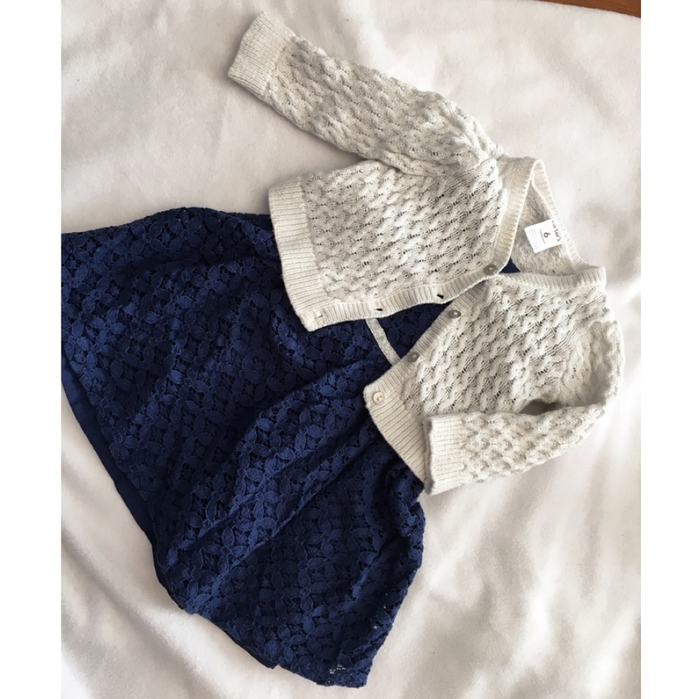 Blue Holiday Dress and Cardigan